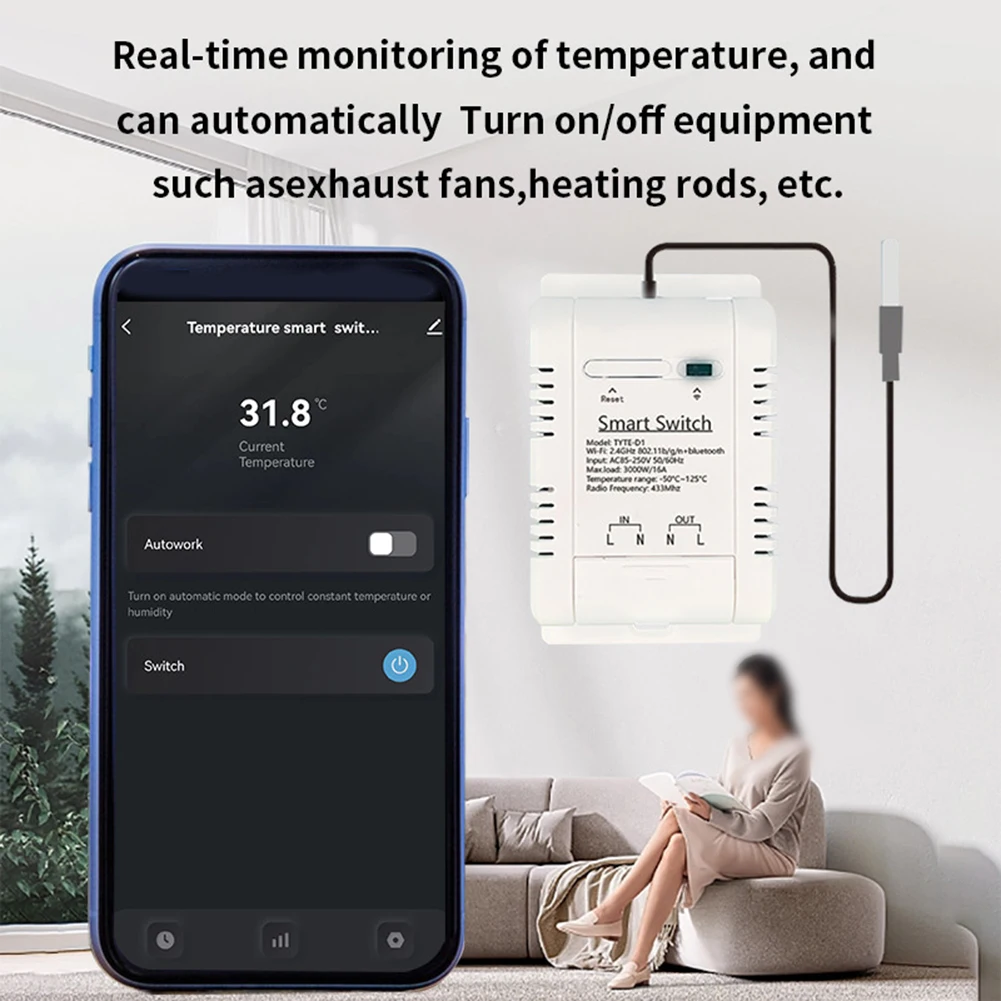 For Smart Temperature Switch Sensor For Tuya For WiFi RF433 Thermostat 16A 20A APP Remote Control With Timer For Home Industrial