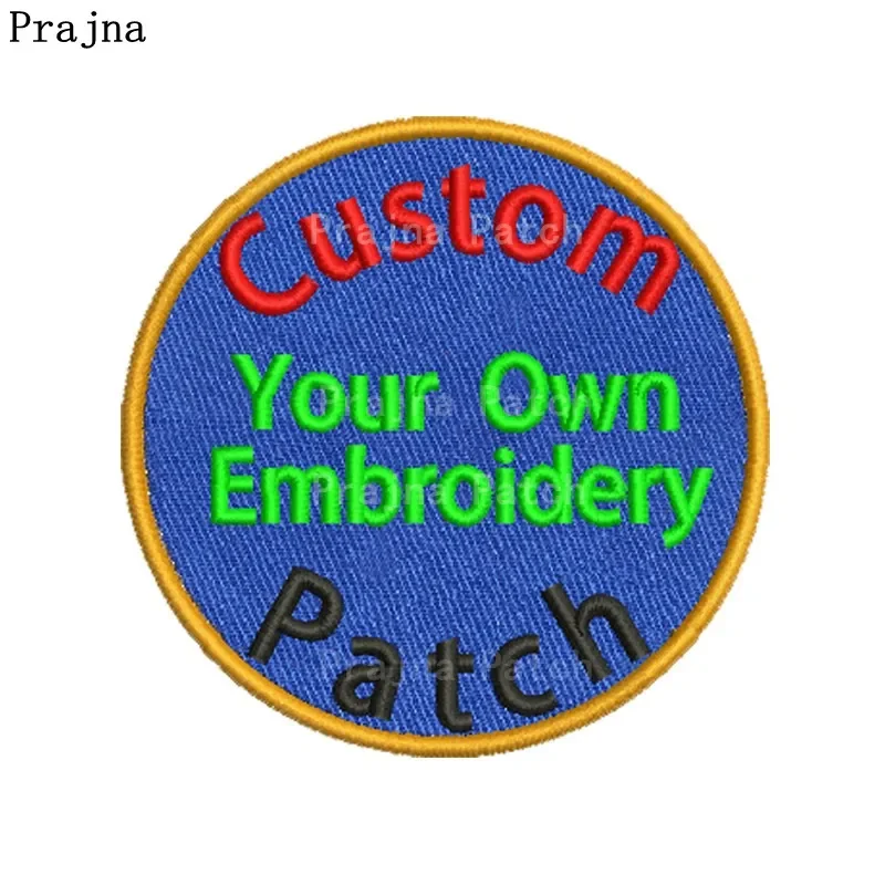 Prajna aangepaste borduurpatch opstrijkbare patch kleding thermoadhesieve patches ontwerp voor persoon bedrijf team logo patches DIY