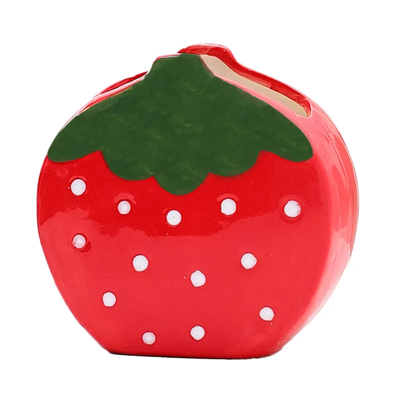 Cute Strawberry Makeup Brush Storage Bin Desktop Clutter Dressing Table Lipstick Cosmetics Office Pen Holder  Small Storage Rack
