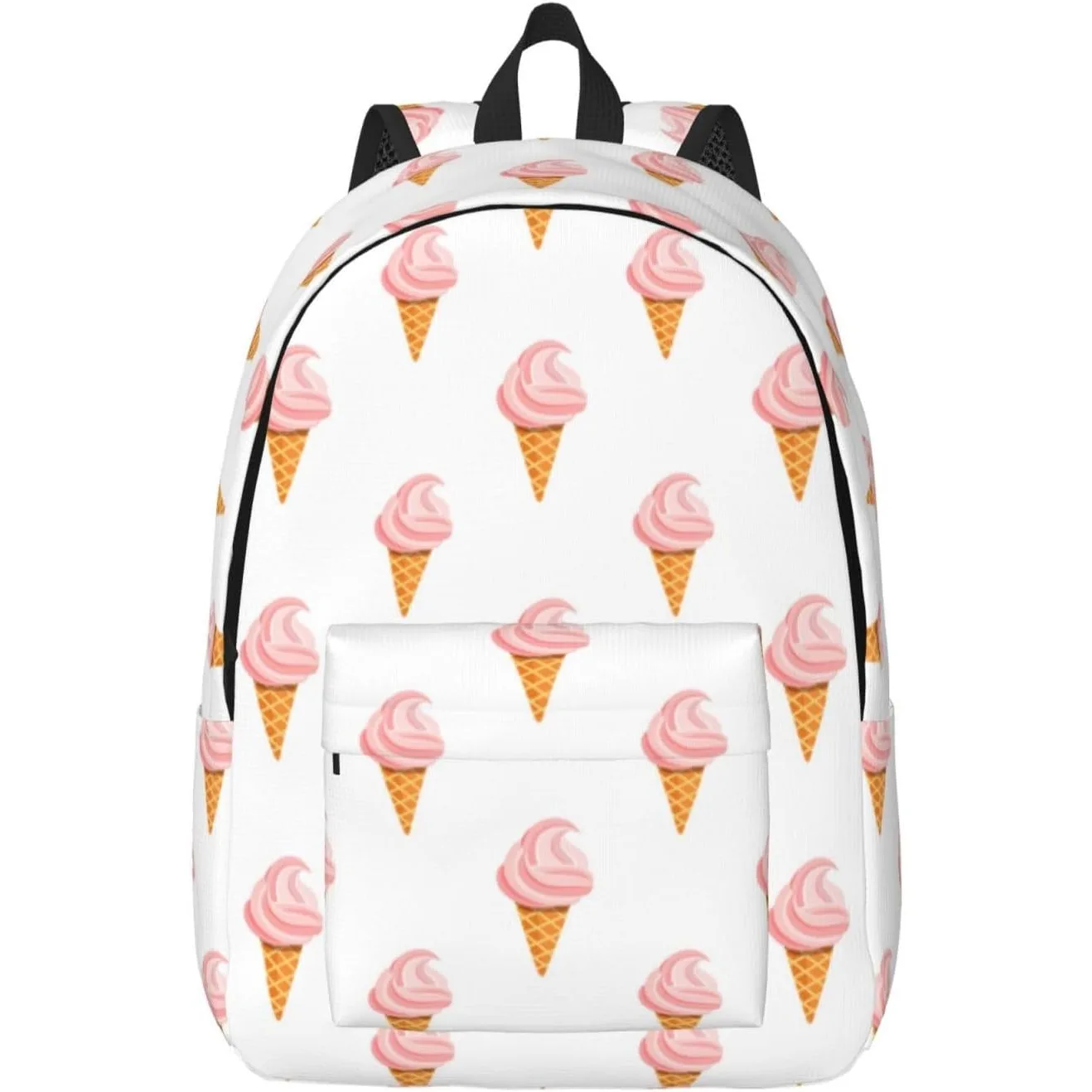 

Travel Laptop Backpack - Pink Ice Cream Print Computer Canvas Backpack Bag with Adjustable Straps