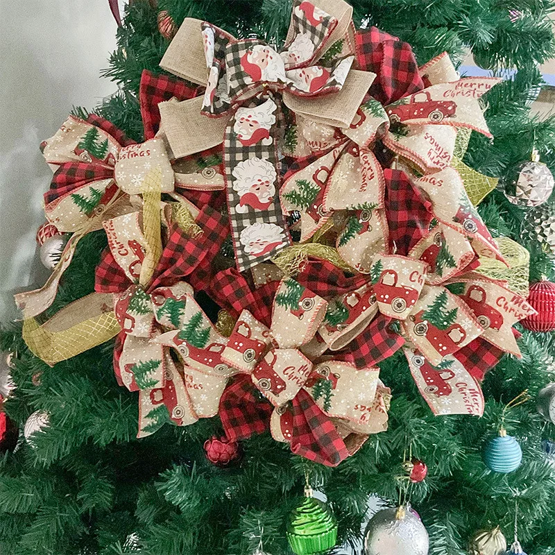 

Гирлянда-бант ручной работы из ПВХ-ленты для трансграничного оформления рождественских и новогодних сцен, для украшения верхушки елки