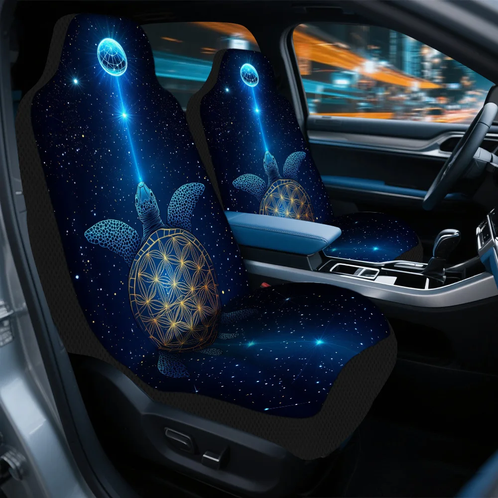 Set Of 2 Cosmic Turtle Harmony Seat Covers, Sturdy Universal Fit For Front Seats, Provides Safe Protection For All Drivers In Ca