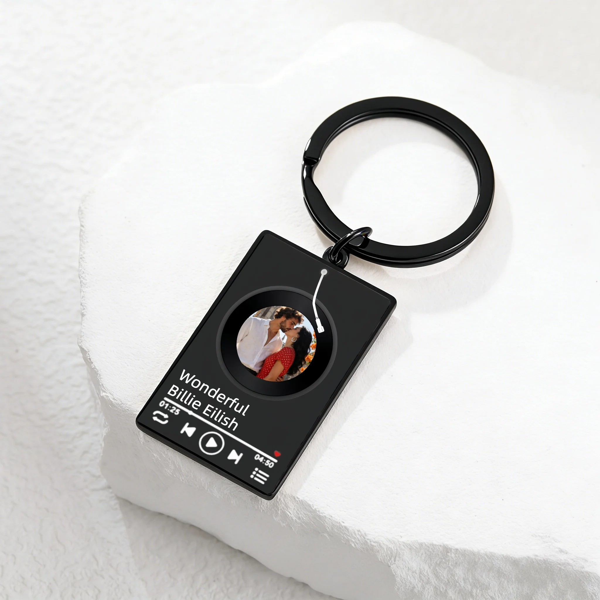 سجل فينيل شخصي مع سلسلة مفاتيح صور مخصصة أغنية صورة المفاتيح ألبوم مخصص كيرينغ الموسيقى الحب المفاتيح زوجين هدية