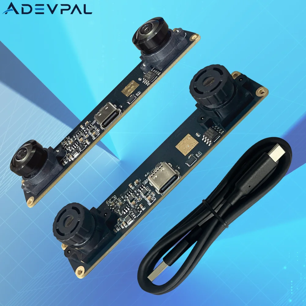 Binocular USB Camera Module Adjustable Focus CMOS Sensor USB2.0 Type-C for Vr Vision Ranging Driver-free 4MP 3840*1080P HD 30FPS