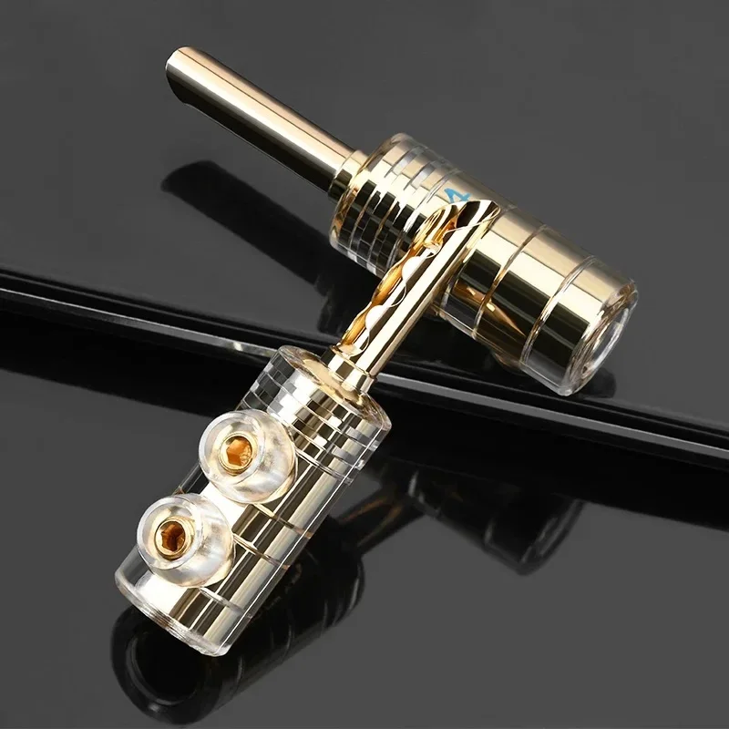 Zj-hifiバナナプラグ,aCD,純銅,オス,スピーカーコネクタ,24k金メッキ,4mm, 10個