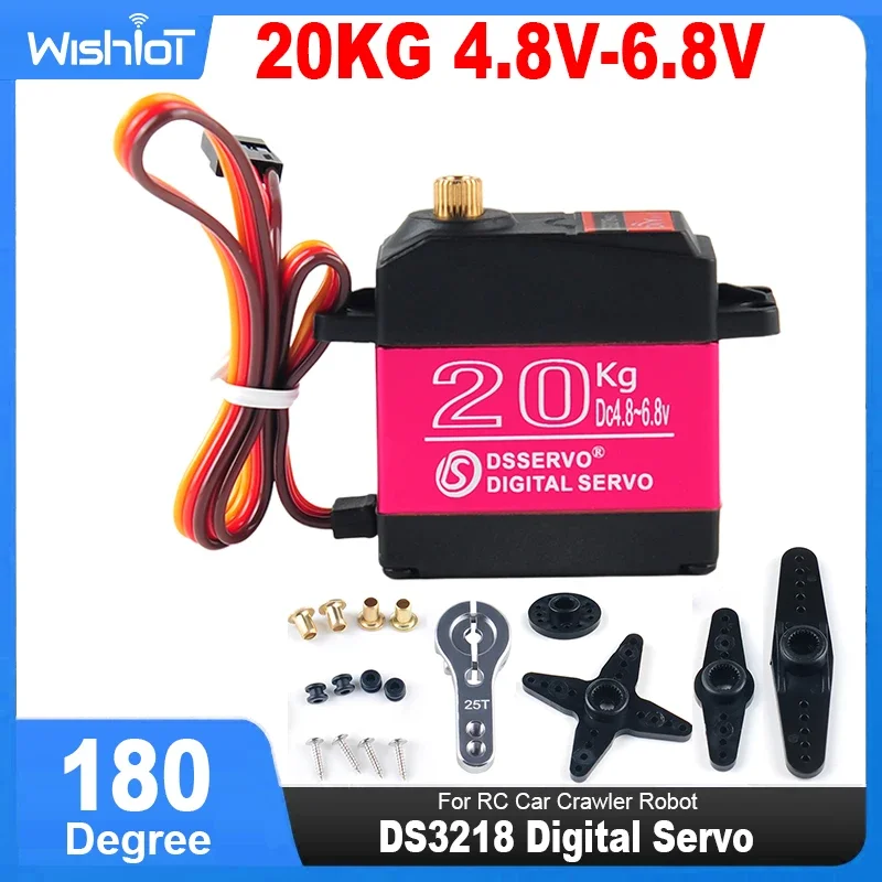 DS3218 Digital Servo 20Kg 180 Degree With 25T Servo Arm Metal Rc Toys Water Resistant For 1/8 1/10 RC Baja Car Mini Modular