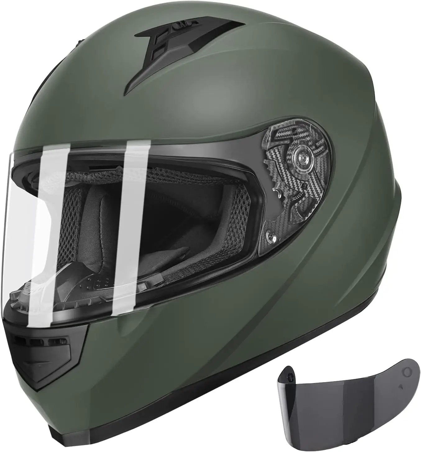 GX11 Compact Lightweight Full Face Motorcycle Street Bike Helmet with Extra Tinted Visor DOT Approved (Camo, X-Large)