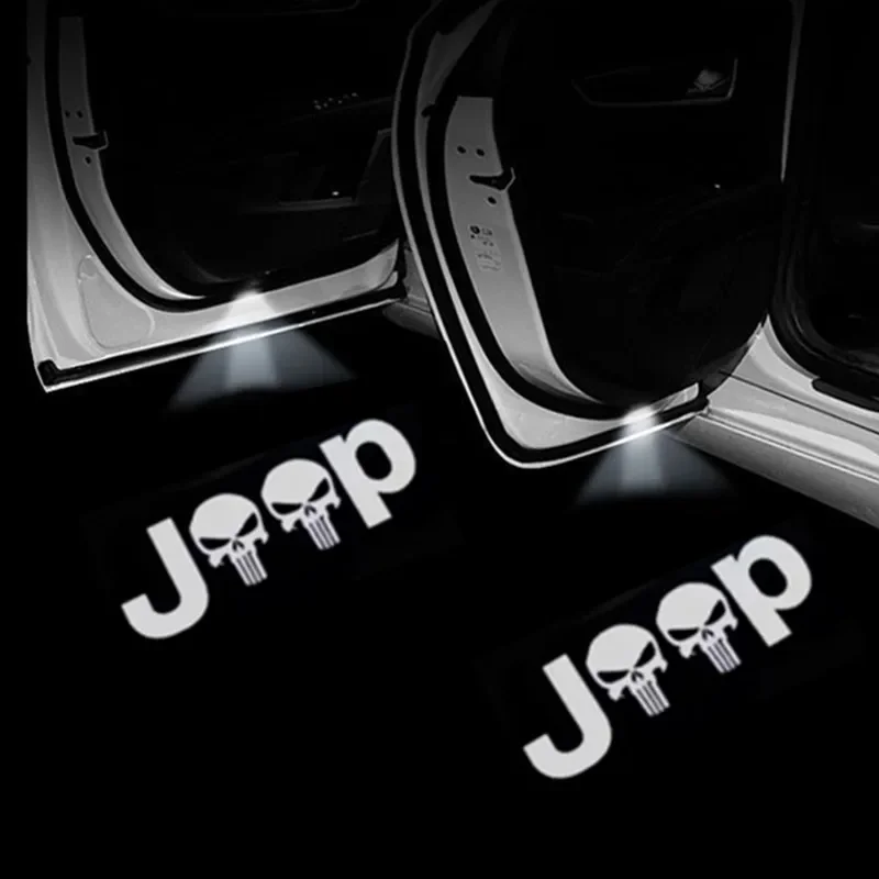 

2PCS Skull Head Car Door Welcome Lights Laser Projector Logo Wireless Sensing For Jeep Wrangler