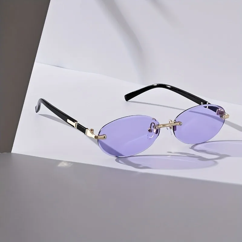 Retro Ovale Rahmenlose Design-Sonnenbrille Modische Unisex Sommer UV-Beständige Sonnenbrille