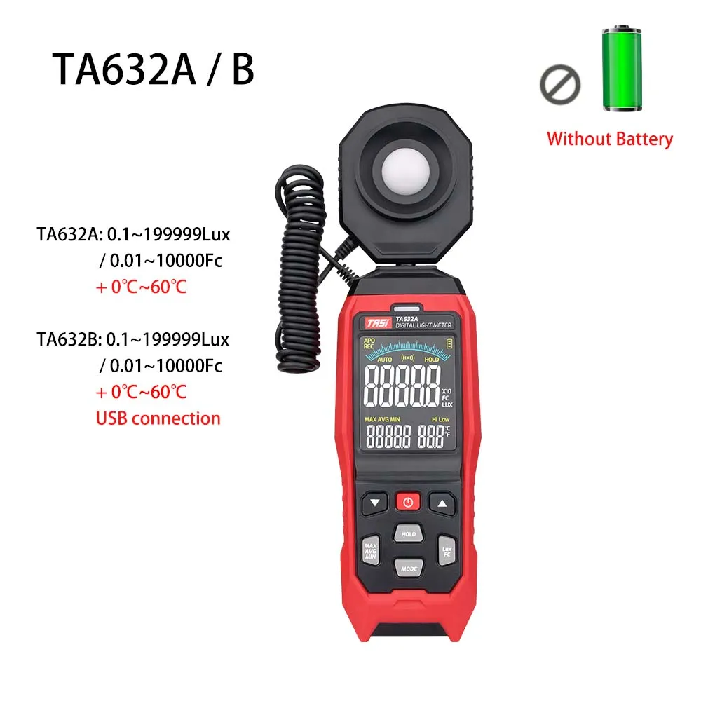 Fotometry cyfrowe kolorowy ekran Fotometro czujnik temperatury USB podłączenie światła luksusowe mierniki natężenia oświetlenia Lux FC Tester