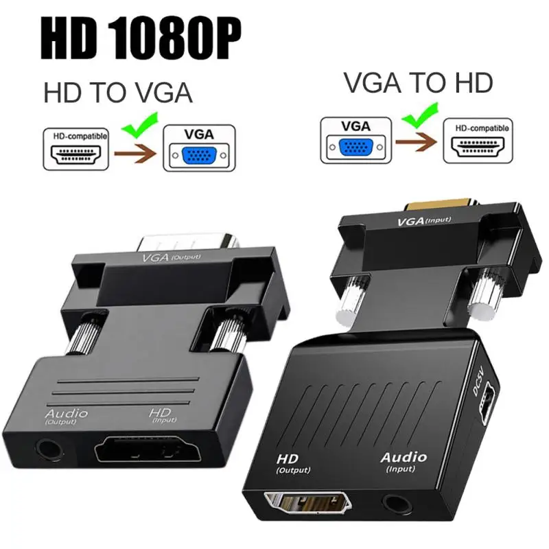 Full HD 1080P HDMI-compatible to VGA Adapter Converter VGA to HDMI Adapter For PC Laptop to HDTV Projector Video Audio Converter