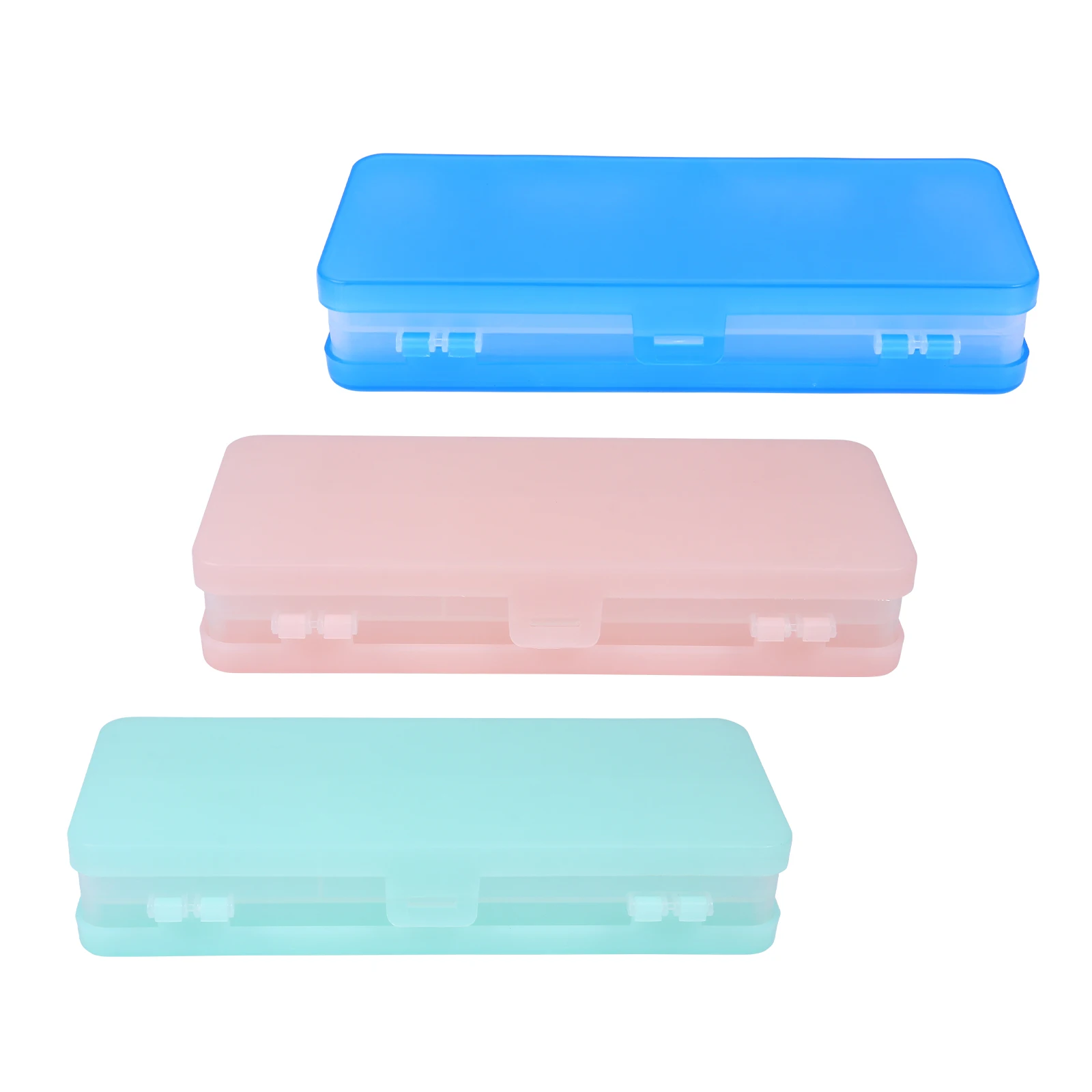 

3 Pcs Pencil Case Student Hard Sided Plastic Double Sides Stationery for School