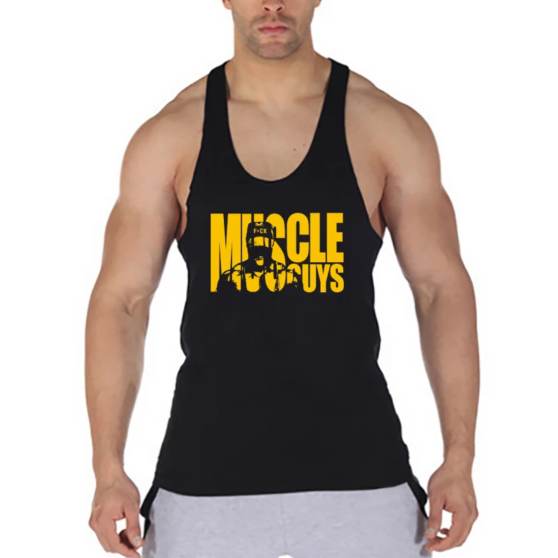 Men's Sleeveless Tank Tops Gym Workout Vest Bodybuilding Muscle Shirts Summer Sportswear Fitness Stringer Singlet Cotton Clothes