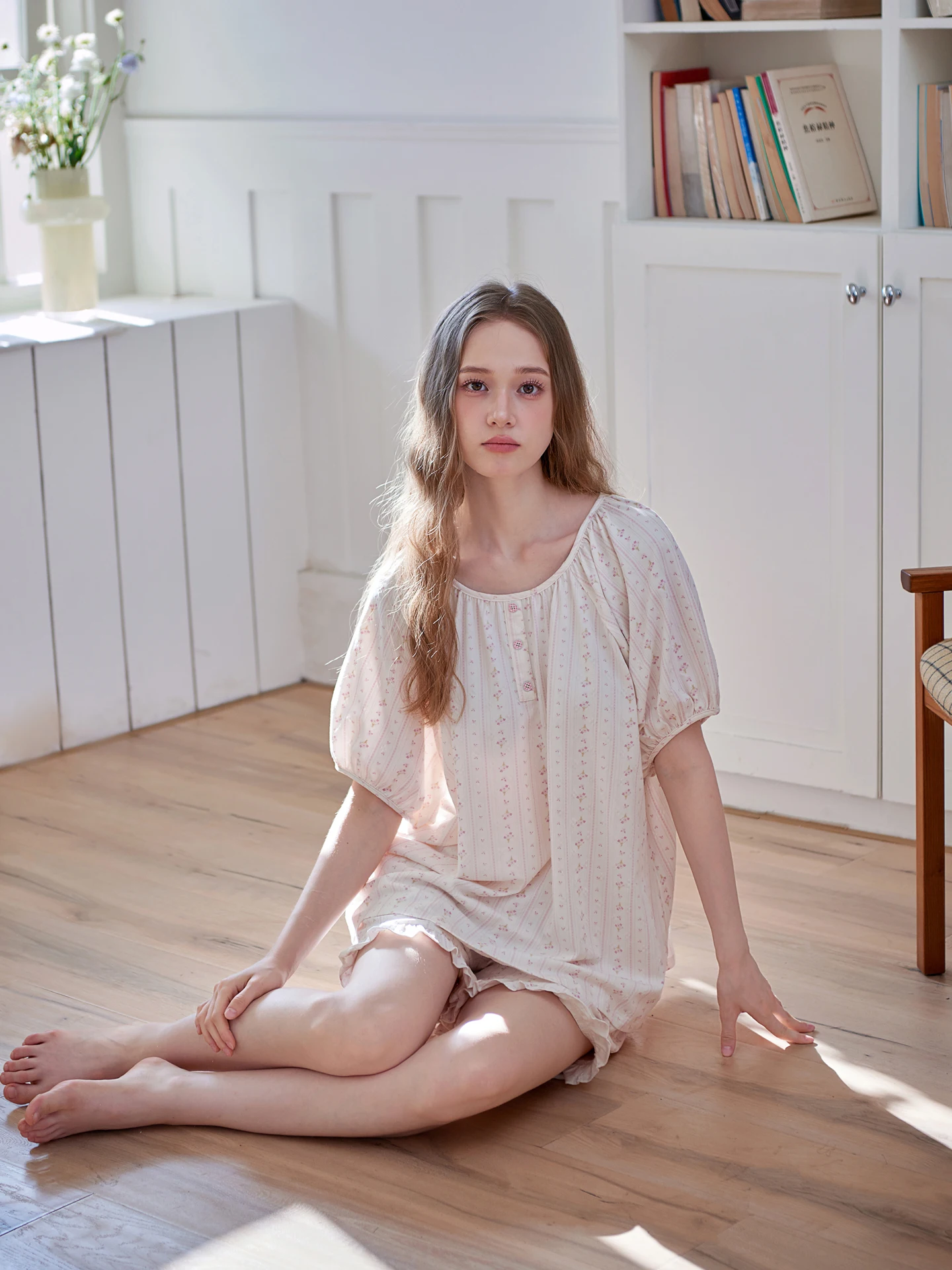 unique-pure-cotton-summer-sleepwear-women's-short-sleeve-shorts-home-clothes-floral-print-comfortable-breathable-soft-knitted