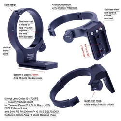 iShoot Lens Collar Tripod Mount Ring Support for Tamron 90mm F2.8 Di III Macro VXD F072, with Arca-Swiss Quick Release Plate