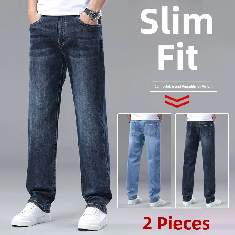 

Мужские джинсы свободного кроя, повседневные, прямые, в стиле «гарлен», из эластичного хлопкового денима, со средней посадкой, на молнии, удобные, для осени