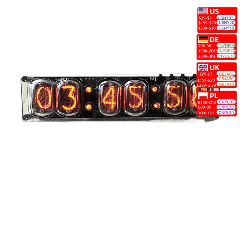 6-digit IN-12 glow tube  IN12 nixie clock