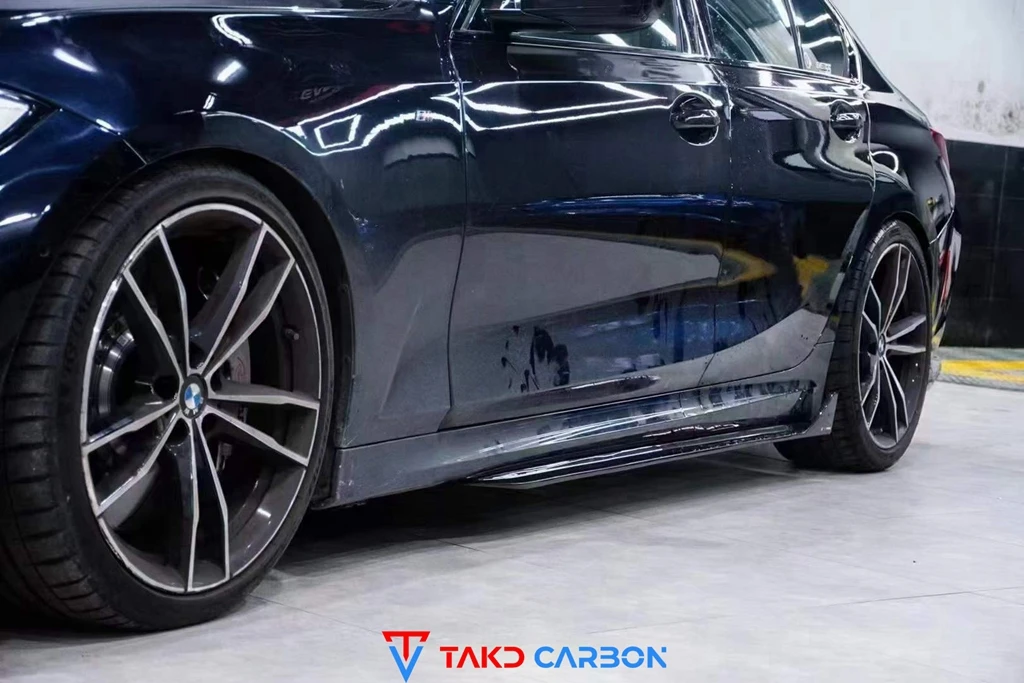 High Quality Dry Carbon Fiber Car Side Bumper Extension Side Skirts For Bmw 3 Series G28 2020-2022