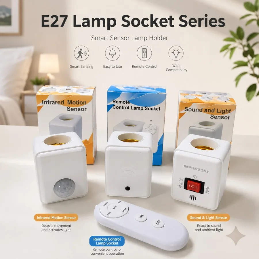 EU/US Plug E27 PIR Motion Sensor Led Switch Lamp Base AC85-265V Plug Human Induction Light Bulb Holder Socket Adapter Converter