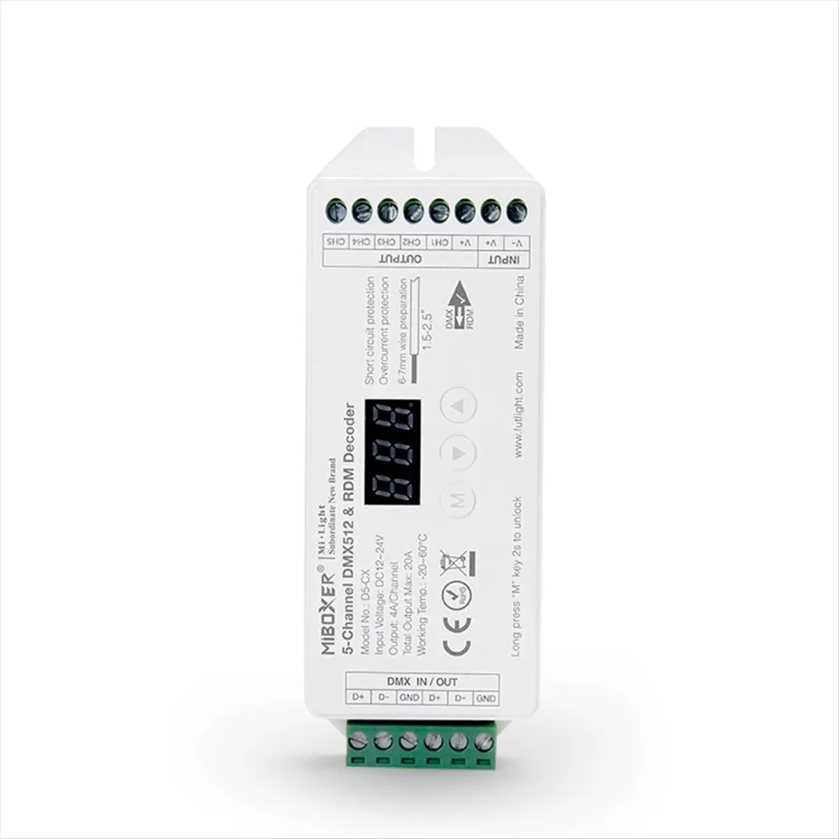A73P  DMX512 Decoder RDM Controller D5- 5 Channel Decoder for LED Lighting Control