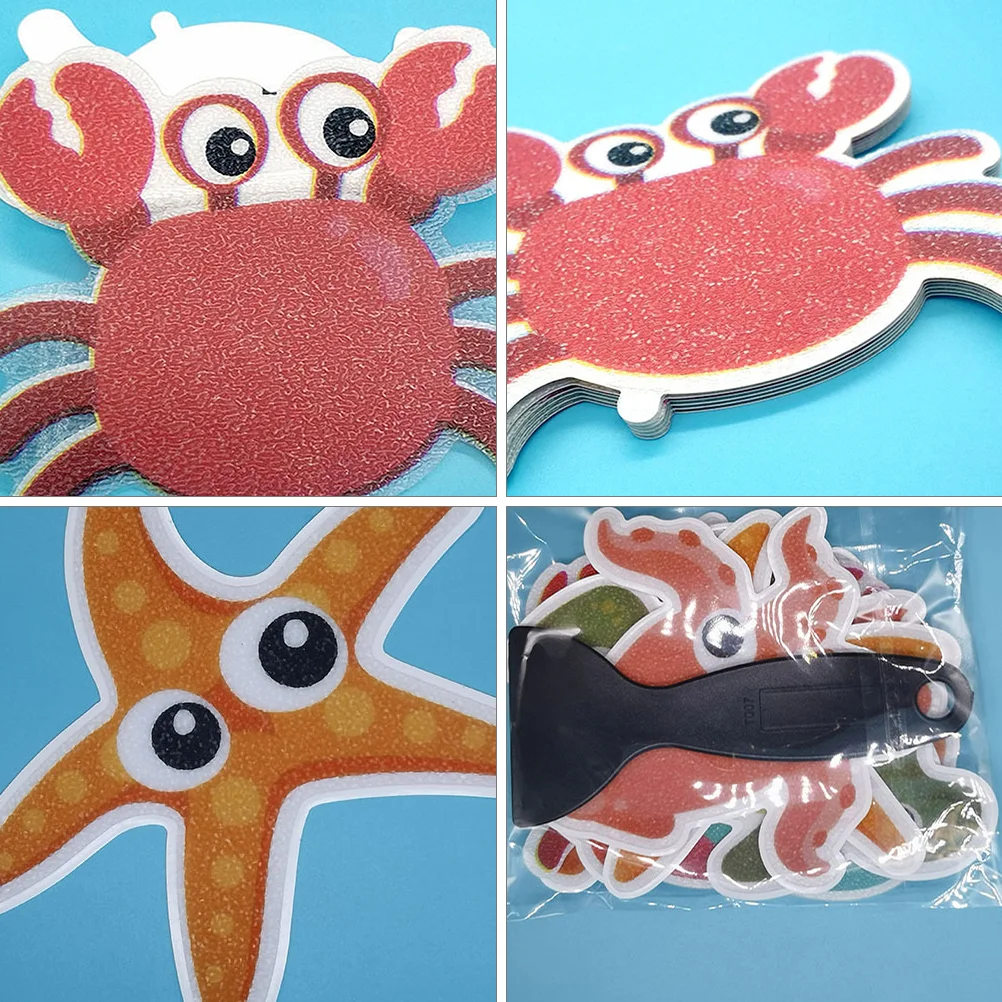 10 Pcs Bathroom Non-slip Stickers Cartoon Bathtub Anti-slip Strip Ocean Decals Accessories Child