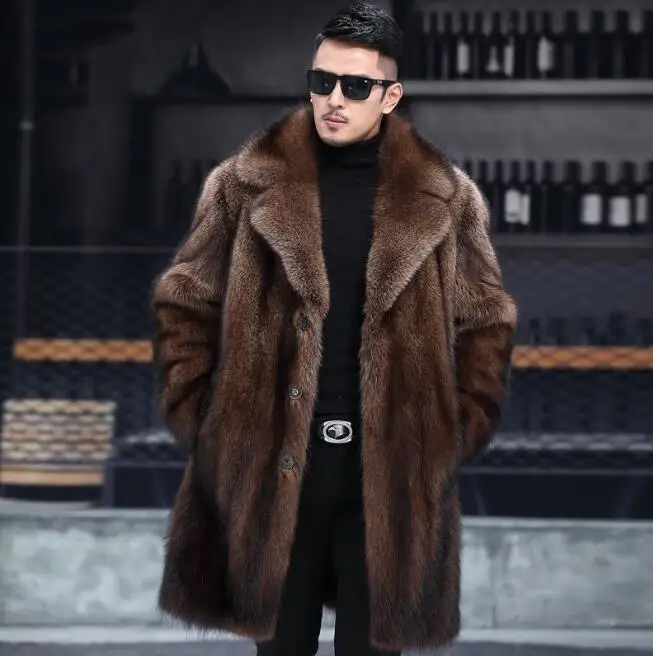 

Winter Mens Faux Fur Designer Jackets Warm Windbreaker Long Wool Blends Outerwears Coats Black Brown Thicken Coat M-4XL