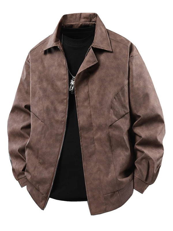 

Retro American Sle Men's Jaet Loose Casual Faionable Leather Coat Autumn Winter New Arrival High Street Cool