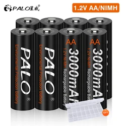 PALO 4-32PCS Akumulator AA 1.2V NIMH AA 3000mAh Niskie samowyładowanie akumulatorów AA NI-MH do aparatu samochodzik-zabawka + etui na baterię