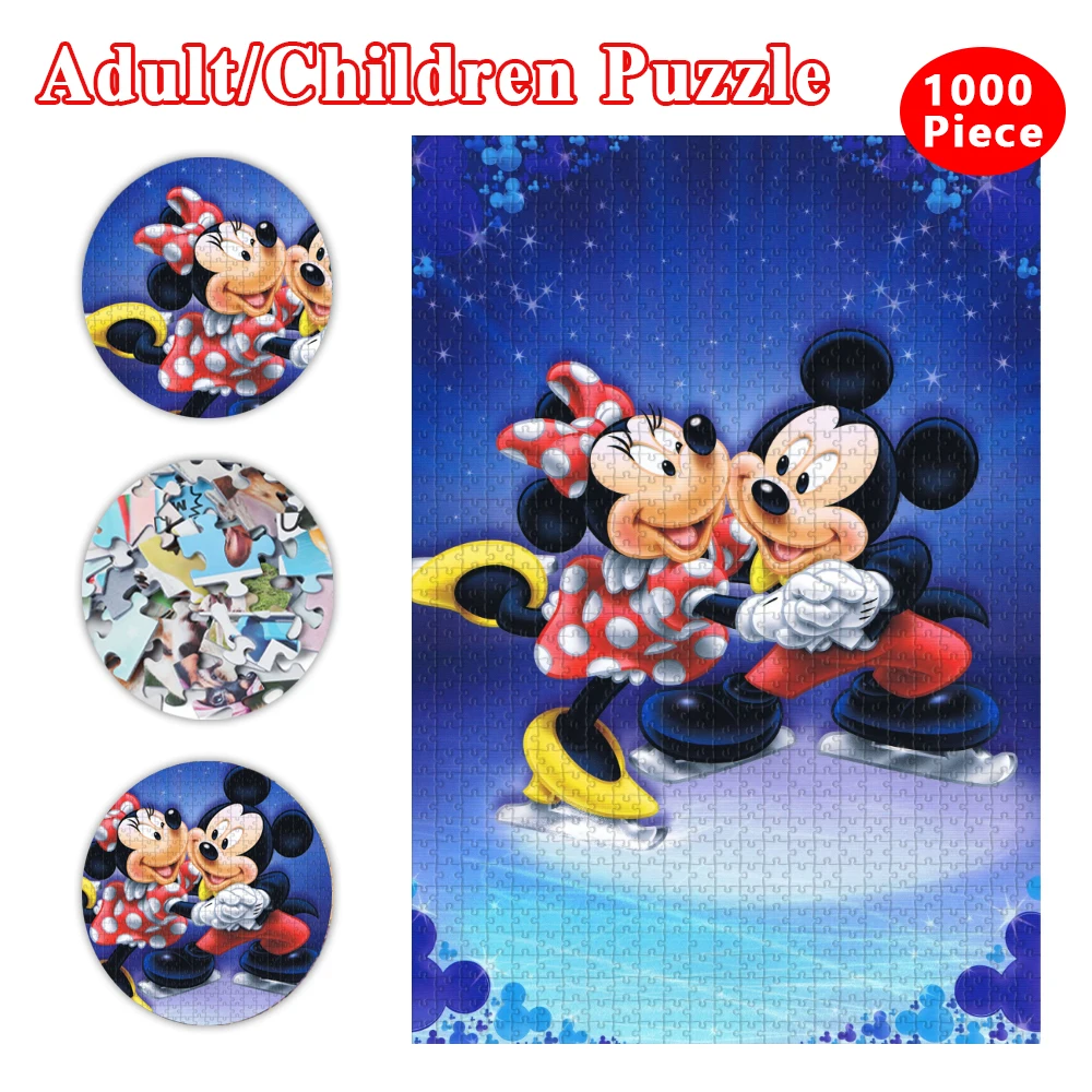 

Disney Jigsaw Puzzle 1000Pcs Paper Puzzles Cartoon Mickey and Minnie Mouse Diy Assembling Puzzles Toys for Adults Children Gifts