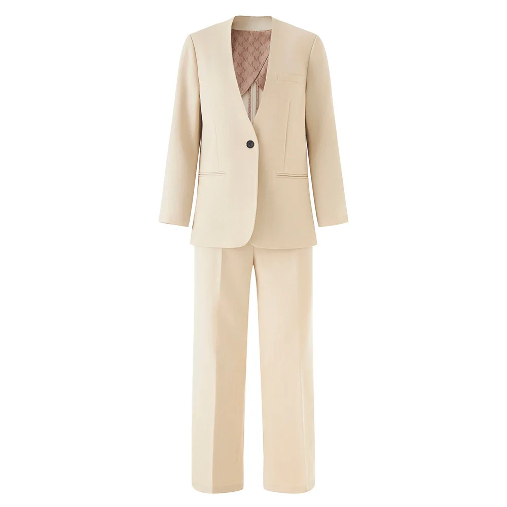 New Retro V-Neck Design Elegant Versatile Three-Piece Suit Set with Vest Wide-Leg Pants pant sets traf 2025 femme blazer mujer