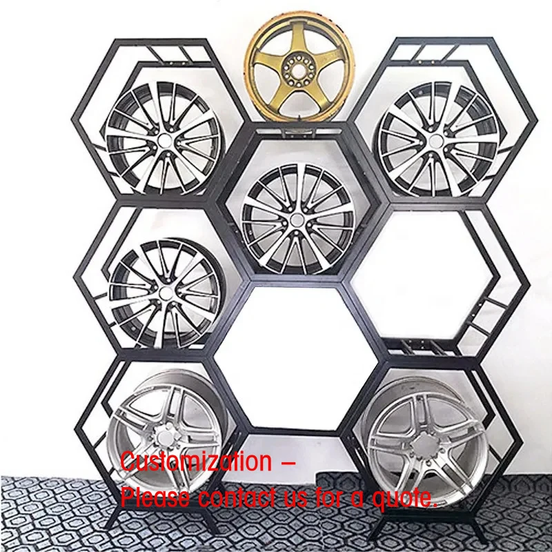 

custom.Custom Showroom Combination Hexagon Storage Rack Holder Modification Shop Car Wheel Hub Tire Metal Display Stan