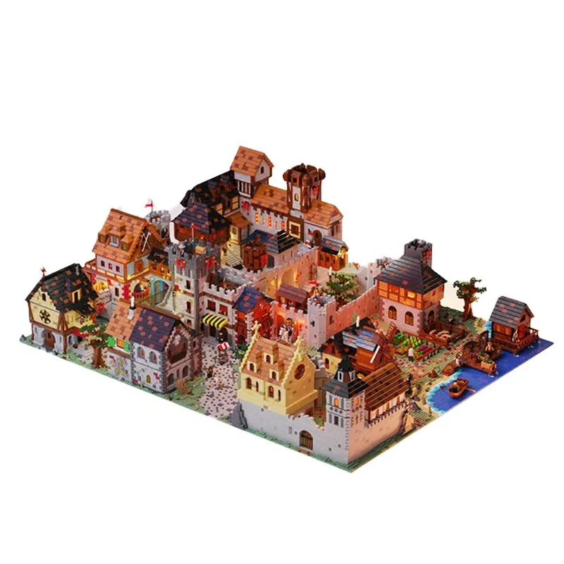 Medieval Royal Country Building para Adultos, Reino Medieval Europeu, Modelo de Montagem, Presente de Aniversário, Acessórios, MOC-108681, 30136Pcs