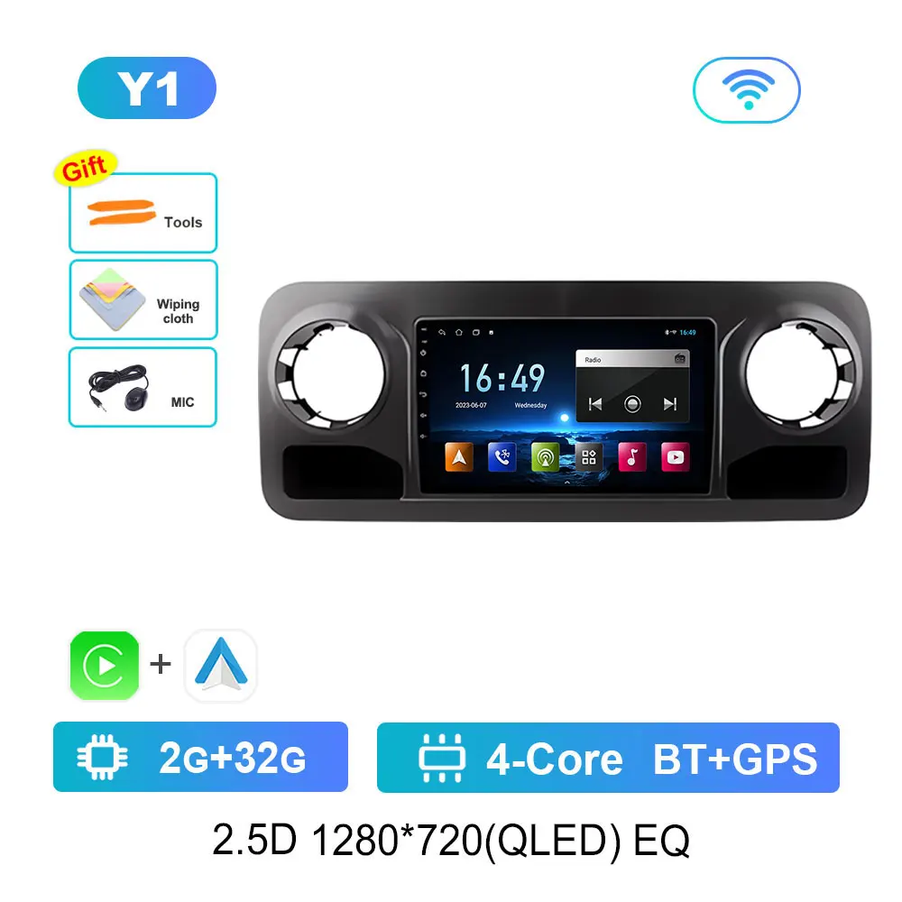 Auto Video Multimedia Speler Voor Mercedes Benz Sprinter Spinway W907 2018 2019 2020 2021 Dsp Stereo Draadloze Carplay Touchscreen