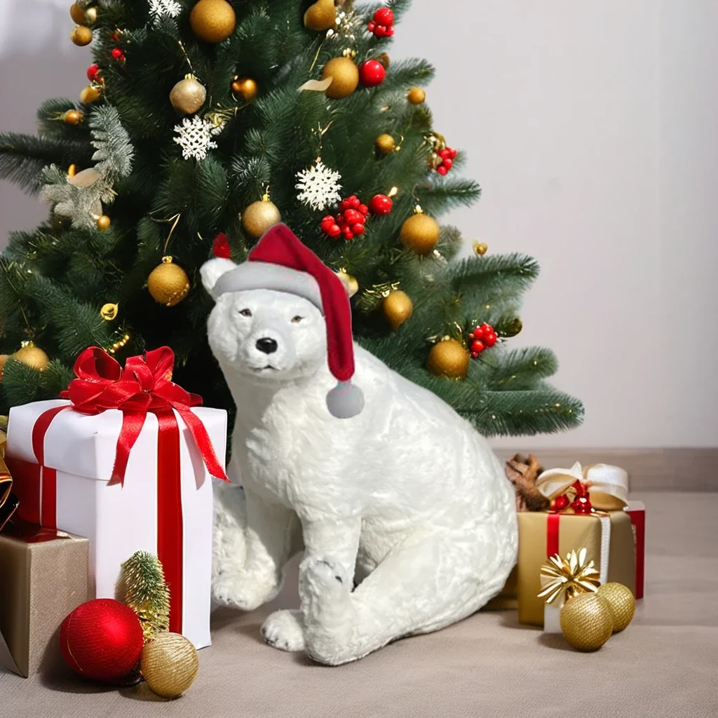 70CM White Life-Size Bear 2024 New Year Toy Gift Home Interior Accessories Christmas Polar  for   Decor