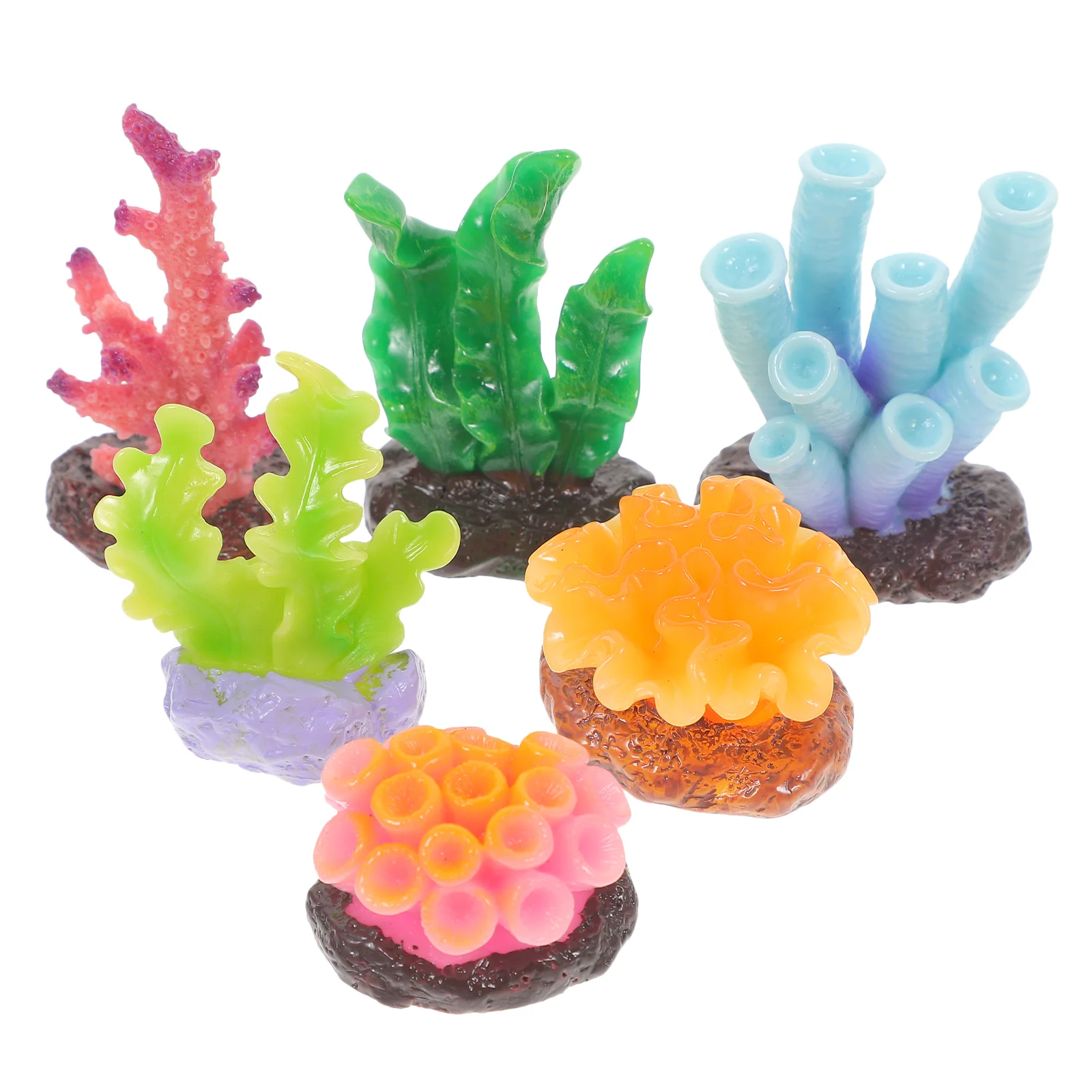 6 Pcs Coral Ornaments Fish Tank Decorations Reef Aquarium Supplies Betta Large Resin Accessory for Medium