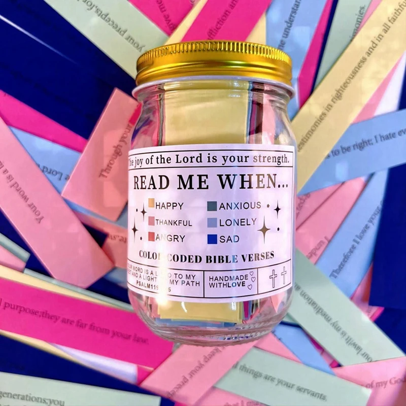 2PCS Bible Verses Jar For Emotions And Feelings,Bible Verses In A Jar,Scripture Jar, God's Encouragement,Prayer Request Durable