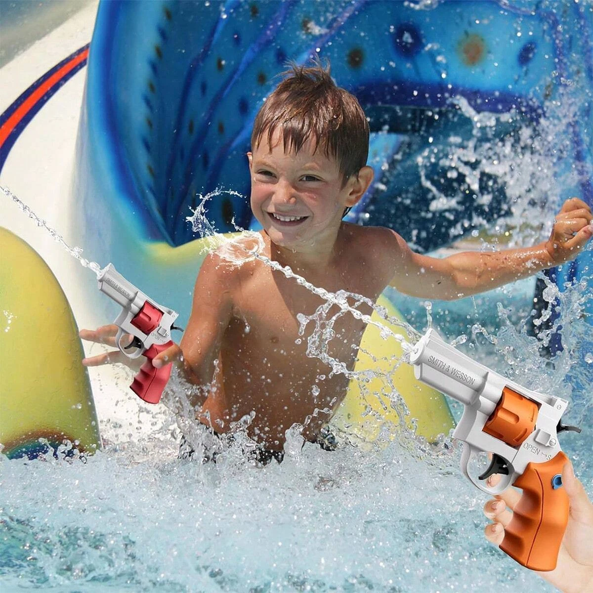 Pistola de agua Revolver para niños, juguete de verano al aire libre, playa, piscina, juego de rol, Sheriff, regalo de fiesta de cumpleaños