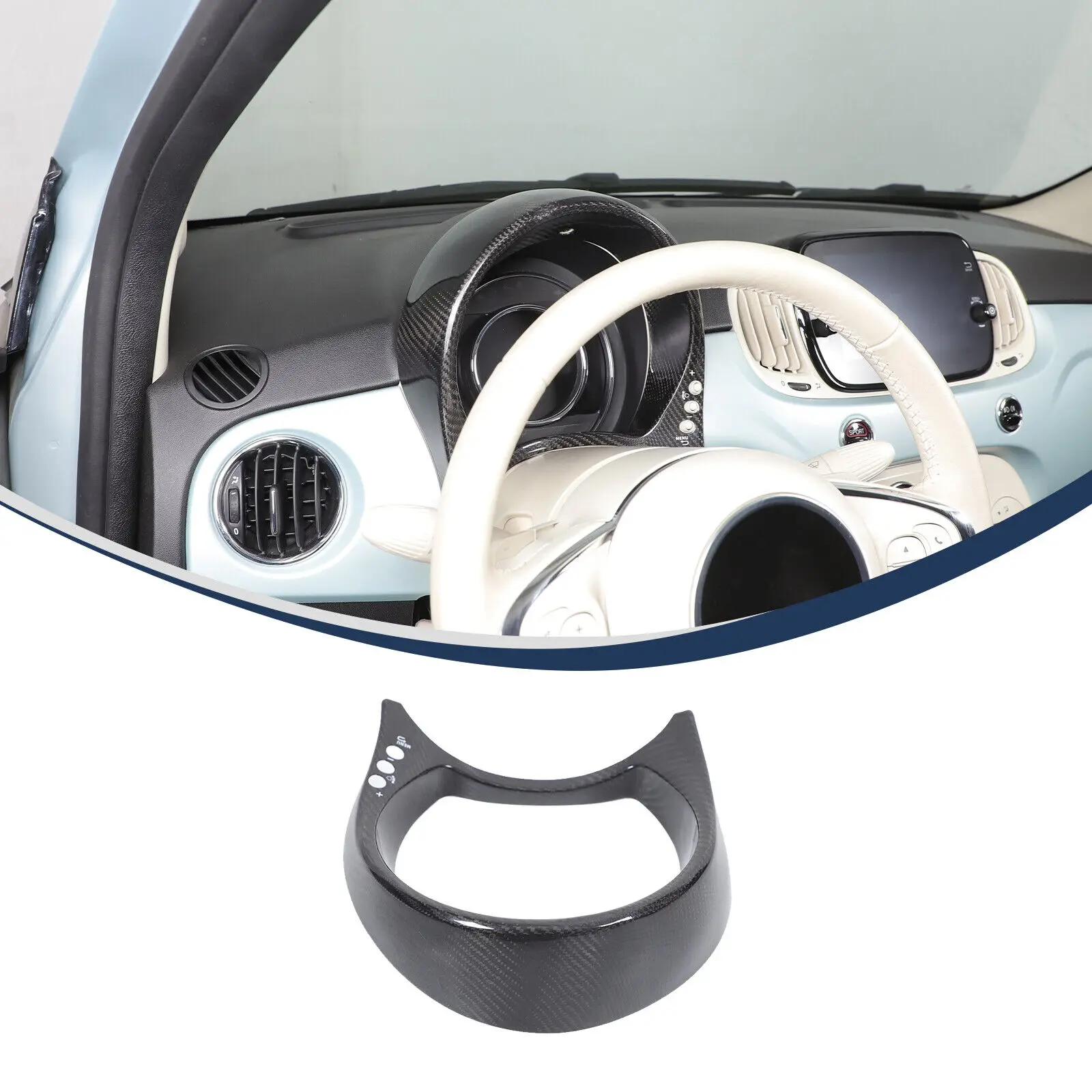 

Dry Carbon Fiber Car Dashboard Instrument Speedmeter Frame Cover For Fiat 500 Abarth 595 695 2016-2025 Trim Sticker Accessories