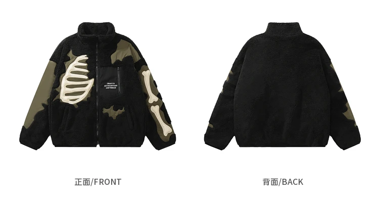 Autumn Winter New Hot Sale American Style Men's Black Stand Collar Lamb Wool Jacket Loose Casual Versatile Jacket