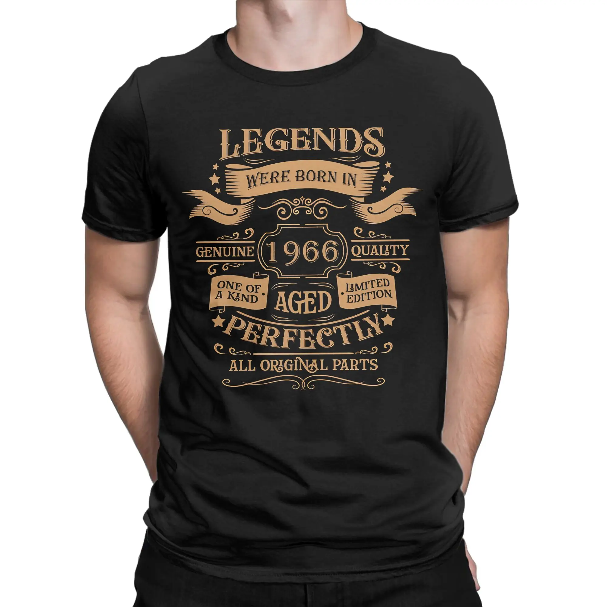 Mens Womens Born in 1966 vintage age 60 years old funny 60th birthday  Shirt 100% Cotton Printed T-Shirt  Clothing Outfits
