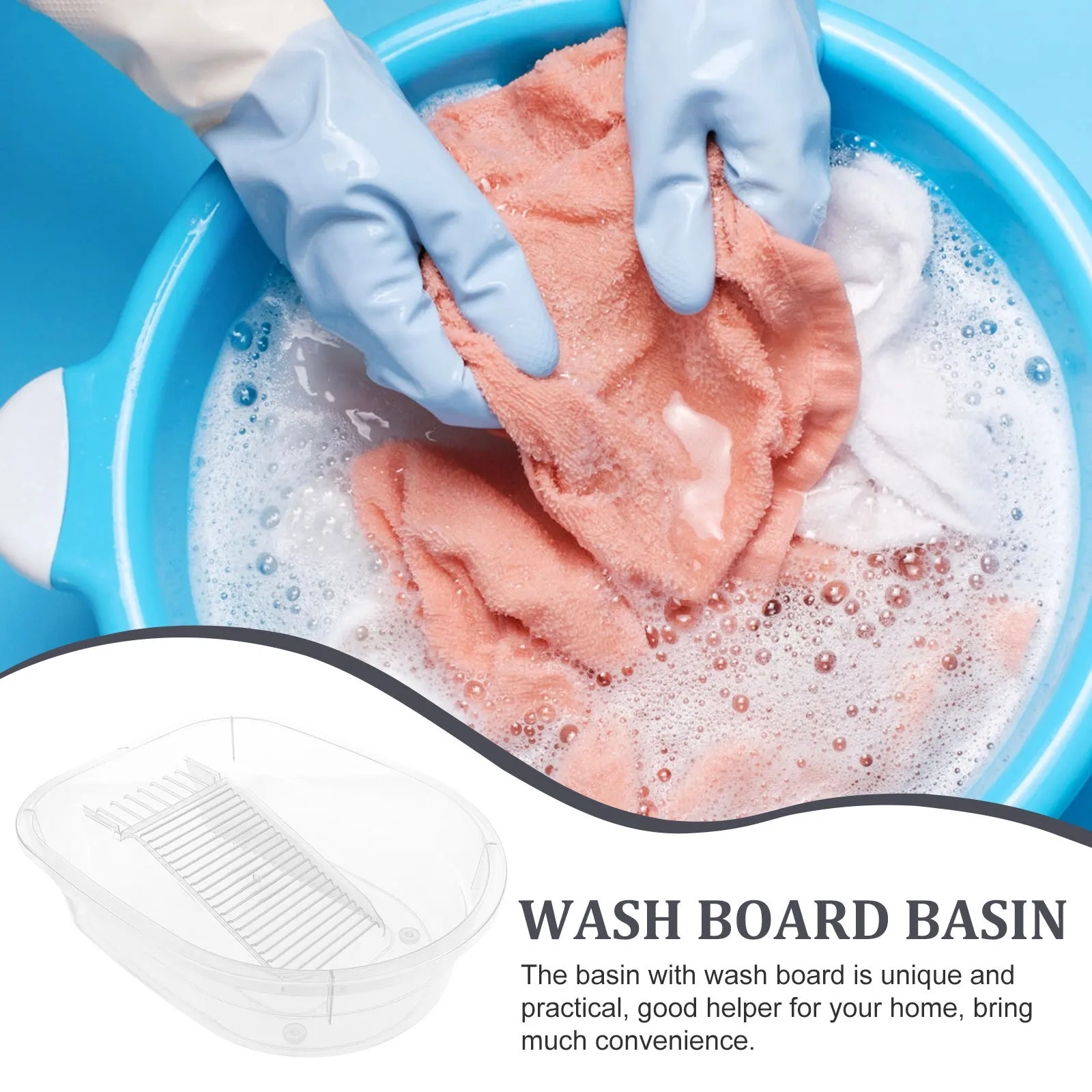 

Household Washboard Basin PP Solid Hand Wash Clothes Basin Lightweight Convenient for Clothes and Laundry