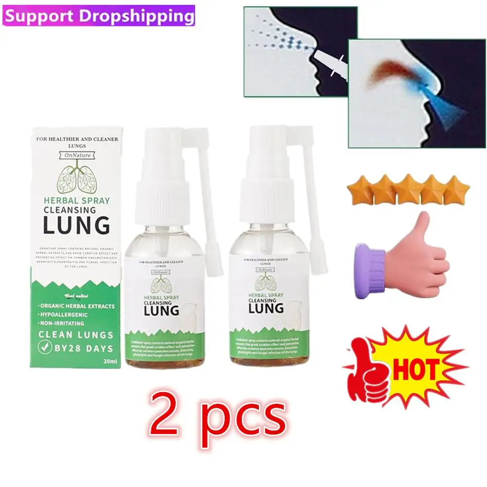 20ML Lung Detoxification Herbal Cleaning Spray Smoking Clear Nasal Stuck Organic Herbal Lung Clearing Throat Moisturizing Spray