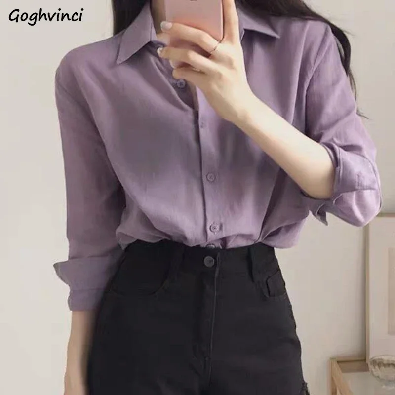 

Shirts Women Simple Street Wear Office Ladies Young Sexy Popular Hot Sale Straight Leisure All-match Ins Cosy Fit Korean Style