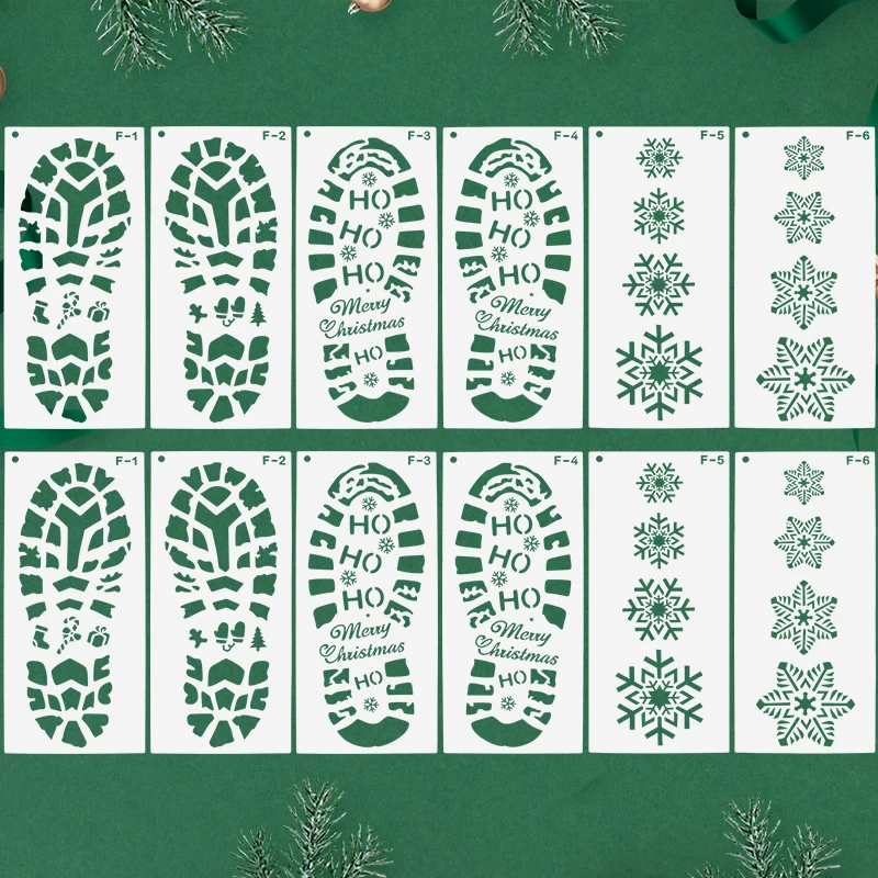 Christmas Snowflake Footprints Painting Template Santa Claus Footprint Painting Scrapbooking Embossing Supplies Merry Xmas Decor