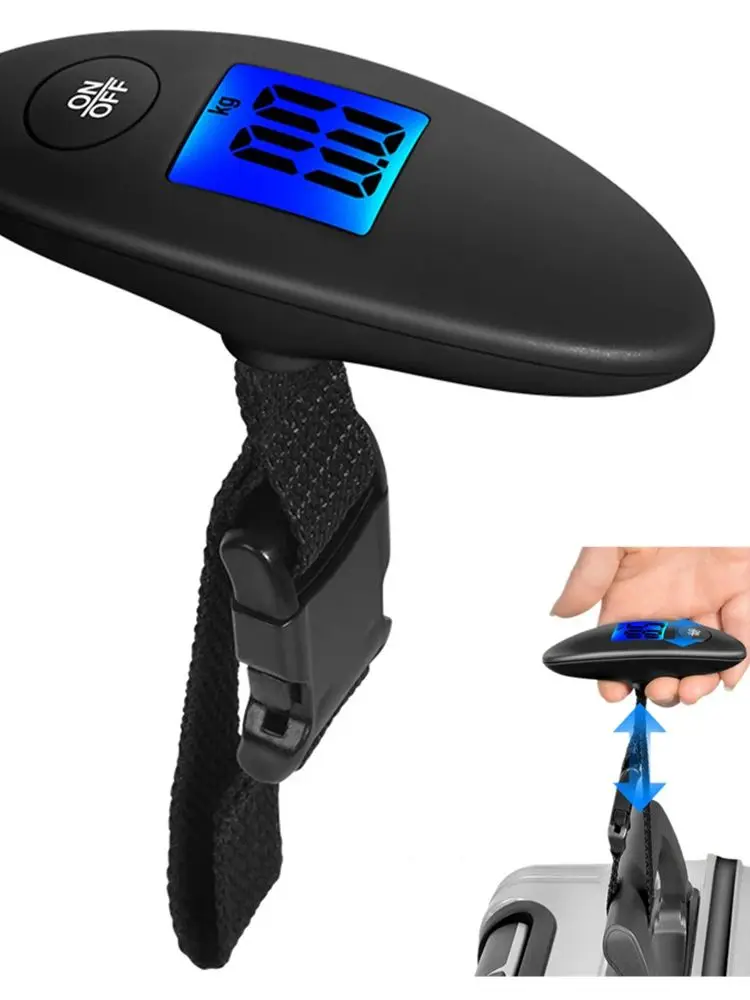 Balança portátil para bagagem, 40kg/100g, alta precisão, viagem, digital, suspensa, com cinto, lcd,