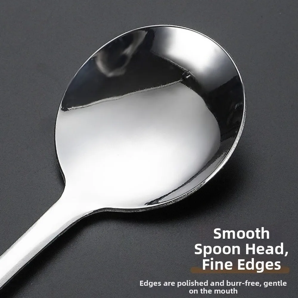 

Household Round Head Soup Spoon Long Handle Deepened Serving Spoon Colorful Stainless Steel Rust-Proof Spoon Porridge