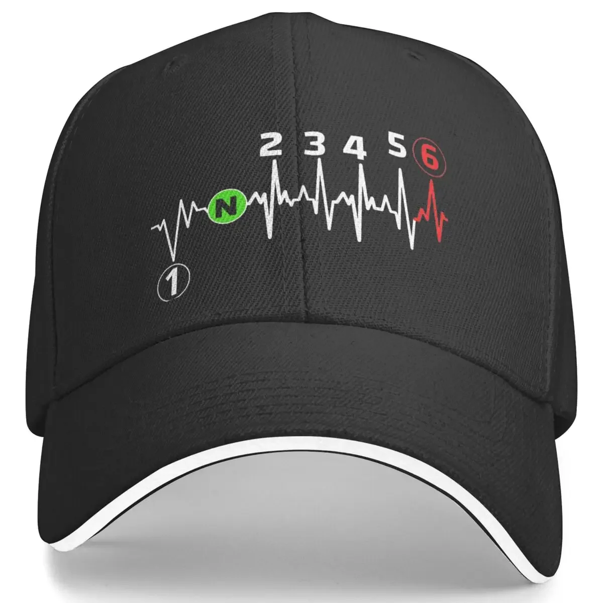 Motorbike Heartbeat Baseball Cap 1n23456 Vintage Outdoor Sports Breathable Trucker Hat Men Women Fitted Retro Print Baseball Cap