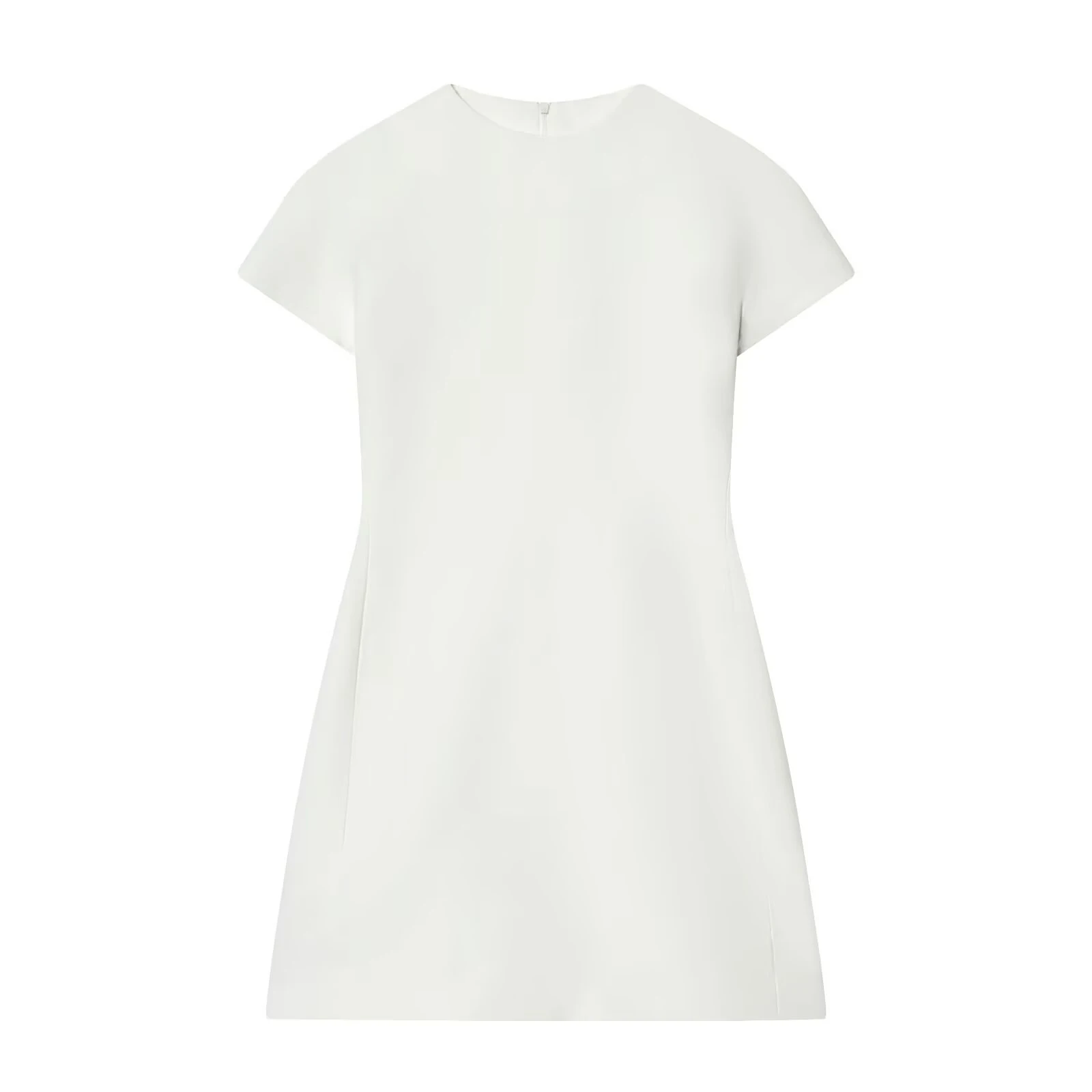 DEEABAE Lente nieuwe dameskleding minimalistische stijl korte jurk met rits, rechte zoom, korte mouwen en ronde hals