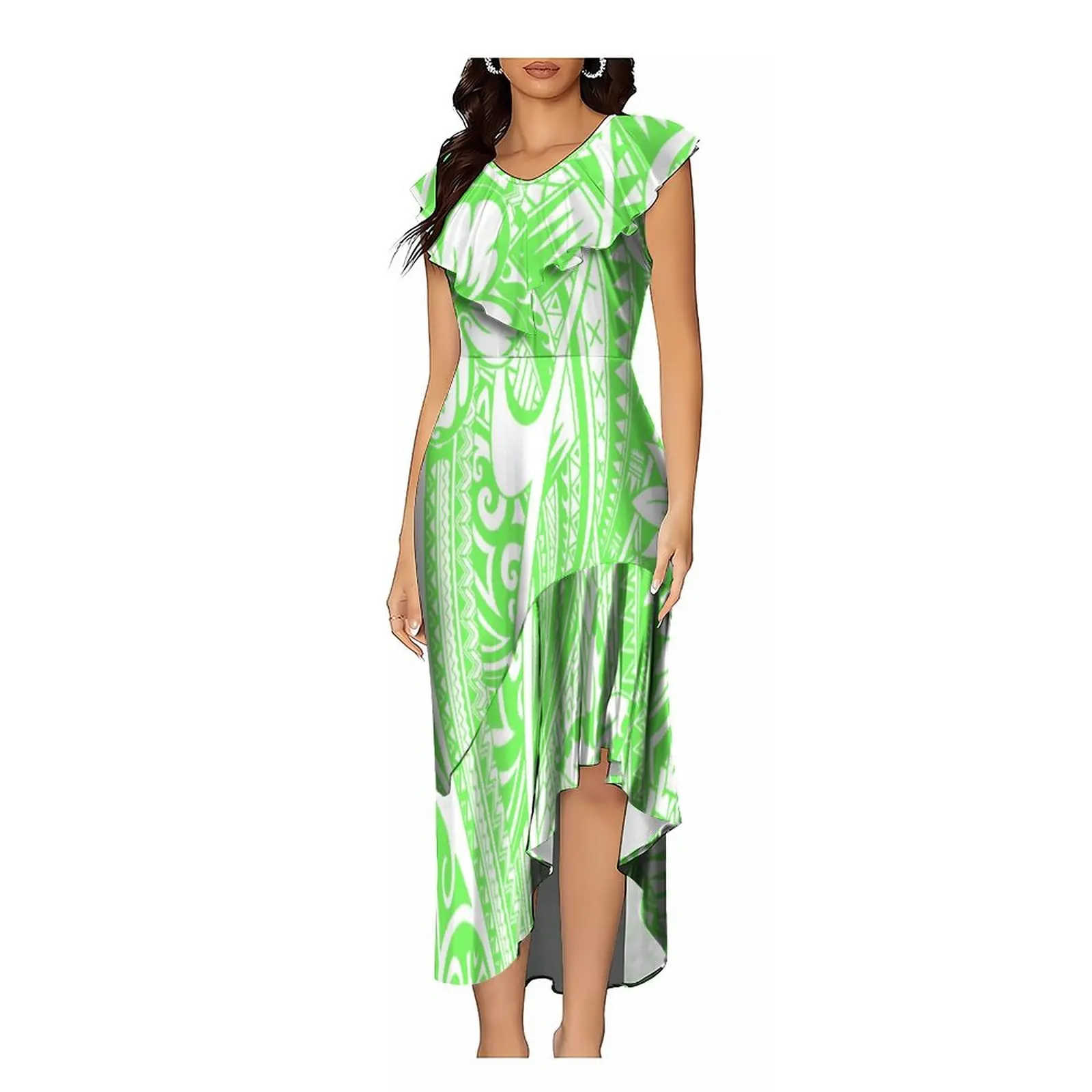 

Women's Sleeveless Dress Summer Quality Fabric Dress Polynesian Print Women's Linen Dress Irregular New Design