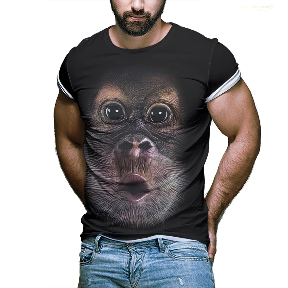 Funny Monkey Gorilla Cute Animal Graphic T-Shirt Fashion 3D Print Street Short Sleeve Tops Hip Hop Unisex Kids Kawaii Y2k Tee